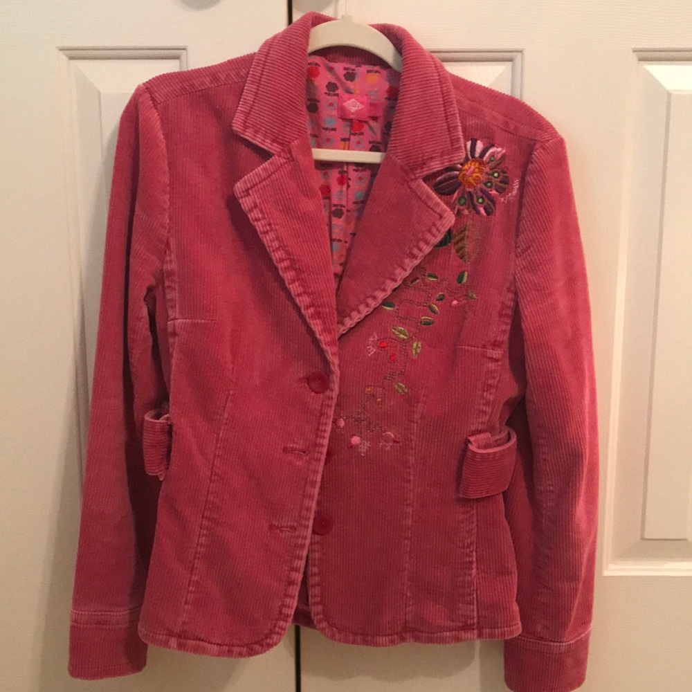Oilily Corduroy Pink Embroidered Coat